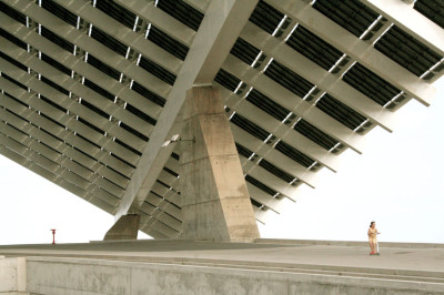 Under Barcelona's solar array at the beach