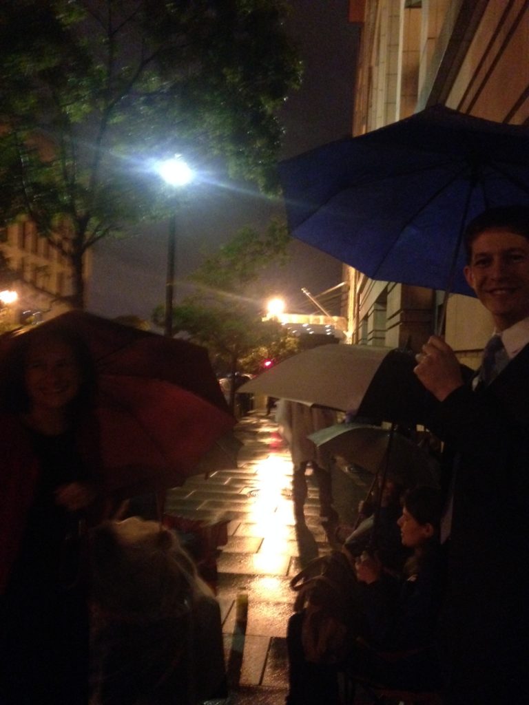 Clean Power Plan supporters battle the rain, circa 4:00 AM. 