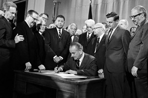 President Johnson signs the Fair Housing Act, 1968
