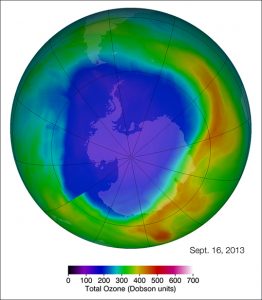 Ozone depletion over the south pole. Image: NASA's Goddard Space Flight Center