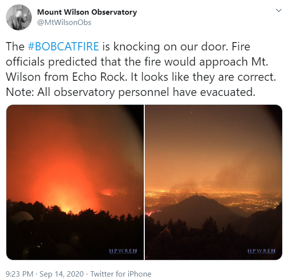 Mt. Wilson Observatory tweet