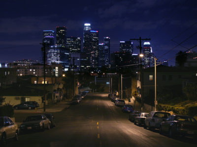 A photograph of Los Angeles, taken at night