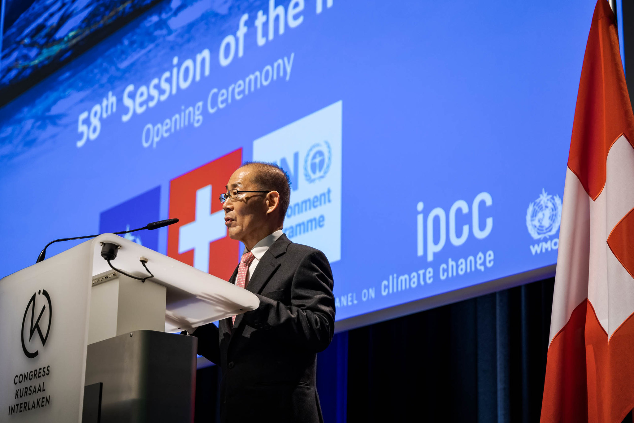 IPCC Chair Hoesung Lee at the press conference.