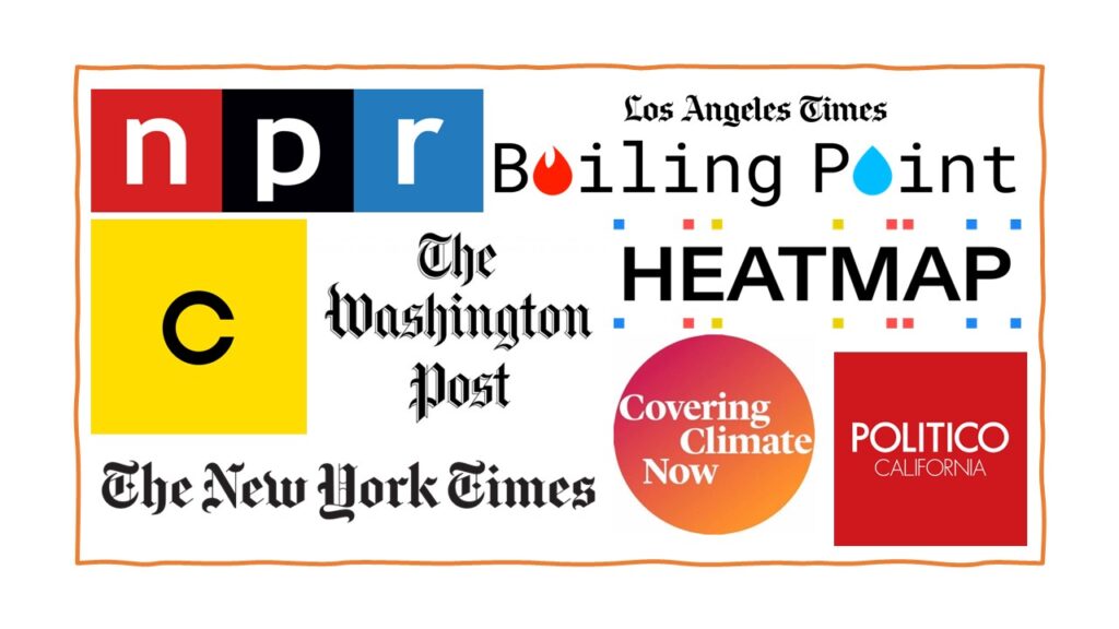 A collage of media logos