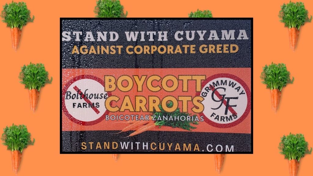 A sign that reads Boycott Carrots
