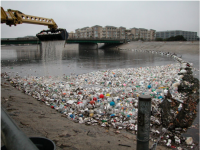 Plastic pollution choking an LA County waterway