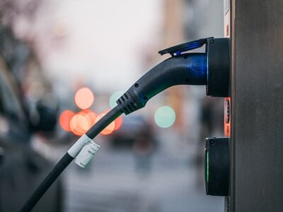 EV charger plugged into car