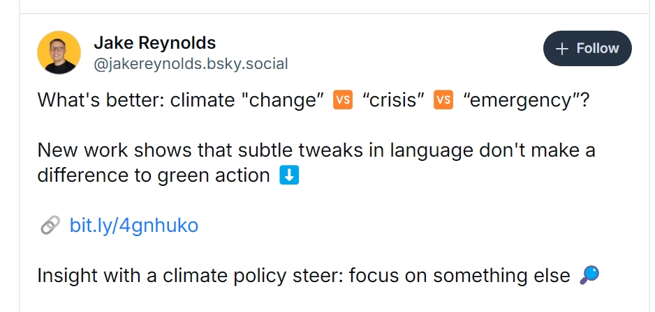 Bluesky post about climate terms