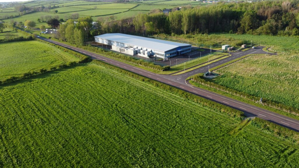 Aerial view of a data center.