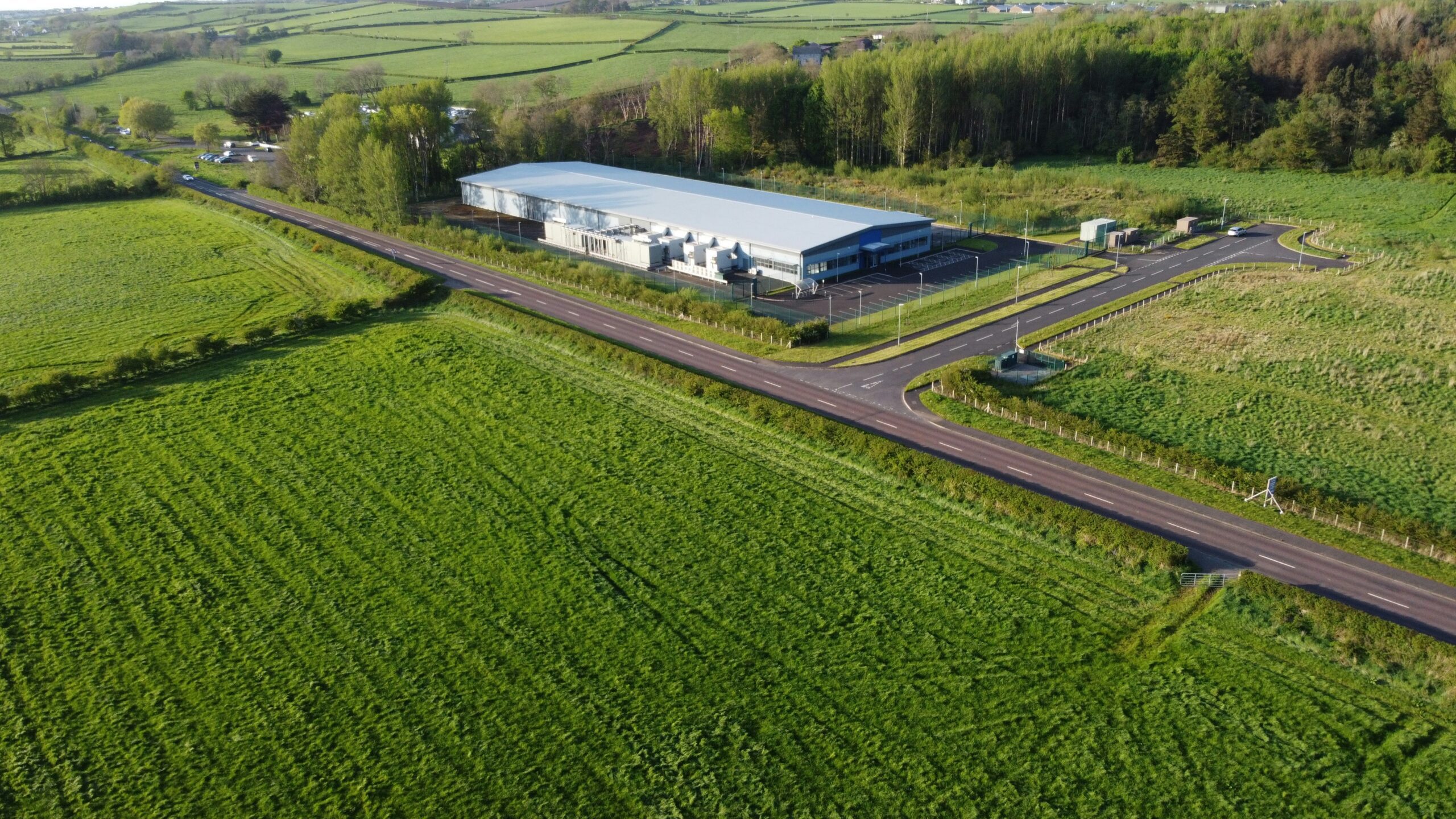 Aerial view of a data center.